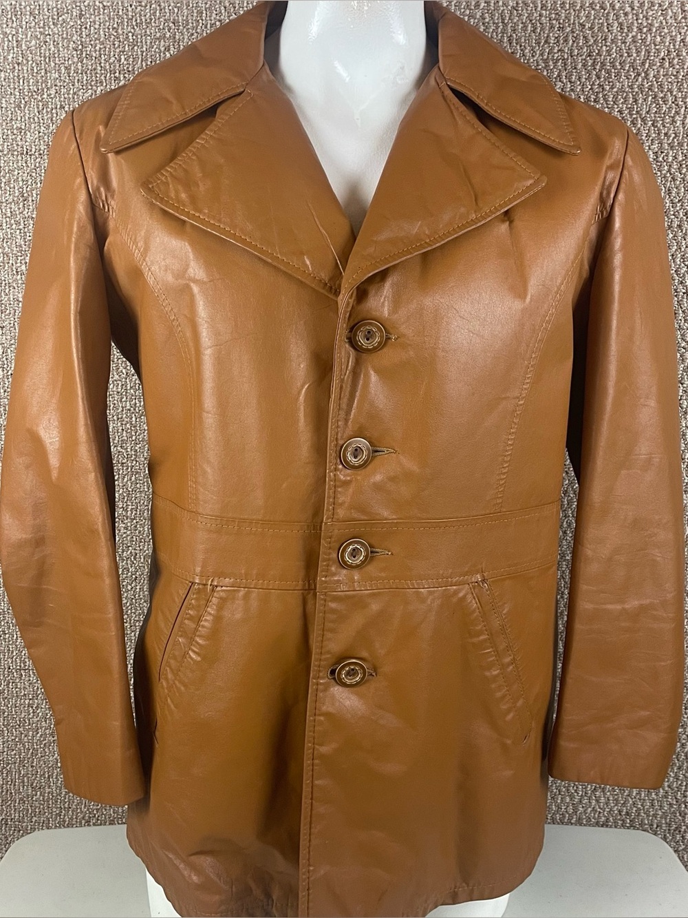 Vtg Schott Bros. Leather Jacket 42 Car Coat Brown Button Removable Fur Lining